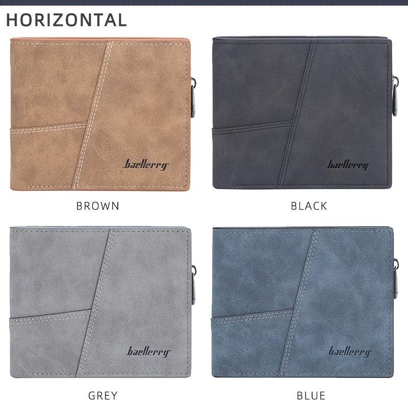 Men's Matte Wallet Short Card Holder Coin Purse Vertical Billfold