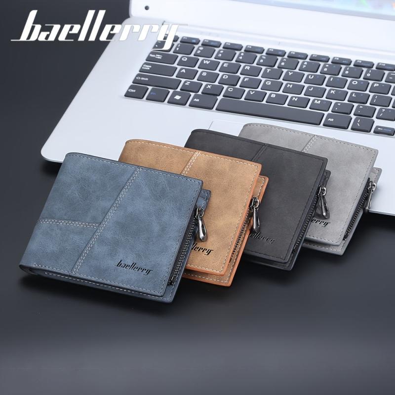 Men's Matte Wallet Short Card Holder Coin Purse Vertical Billfold