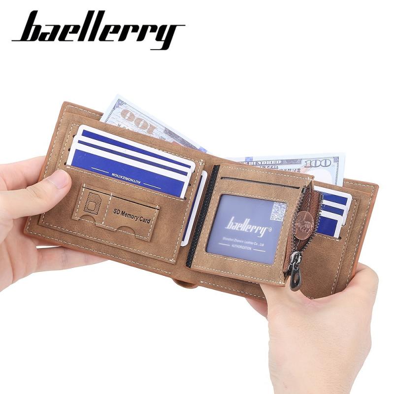 Men's Matte Wallet Short Card Holder Coin Purse Vertical Billfold