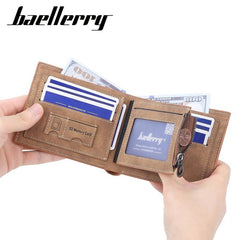 Men's Matte Wallet Short Card Holder Coin Purse Vertical Billfold