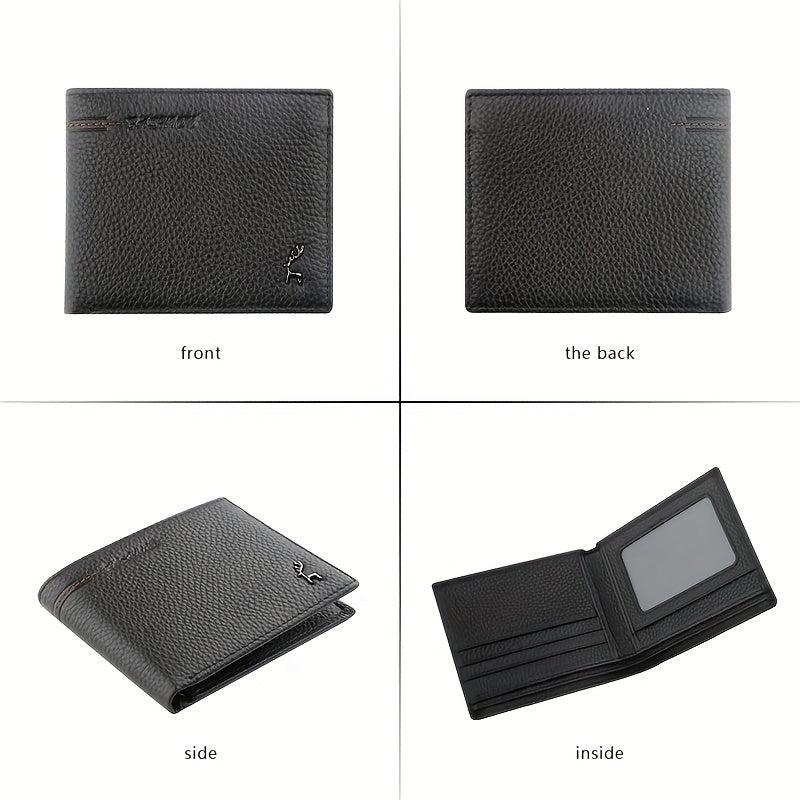 Men's Cowhide Short Wallet Business Purse Card Holder Gift