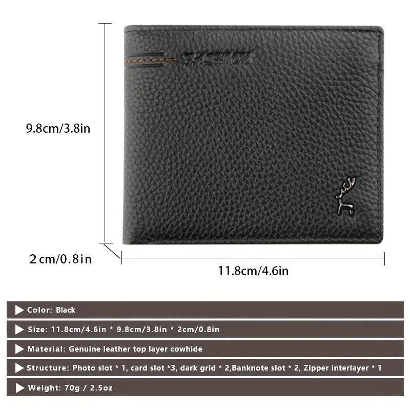 Men's Cowhide Short Wallet Business Purse Card Holder Gift