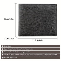 Men's Cowhide Short Wallet Business Purse Card Holder Gift