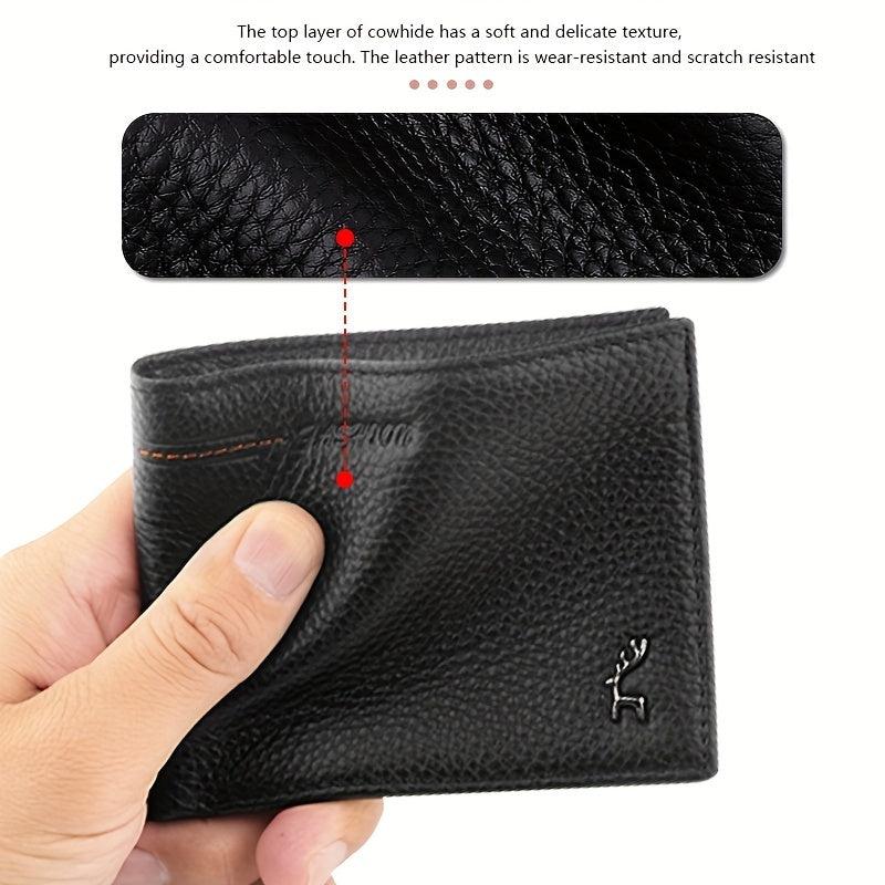 Men's Cowhide Short Wallet Business Purse Card Holder Gift