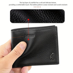 Men's Cowhide Short Wallet Business Purse Card Holder Gift