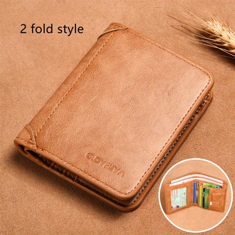 Men's Leather Short Wallet Card Holder Purse Multifunctional Vertical