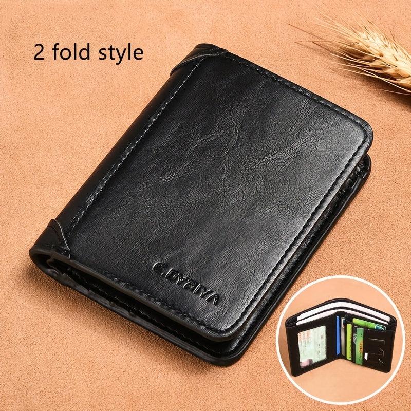 Men's Leather Short Wallet Card Holder Purse Multifunctional Vertical