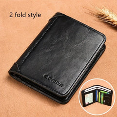 Men's Leather Short Wallet Card Holder Purse Multifunctional Vertical