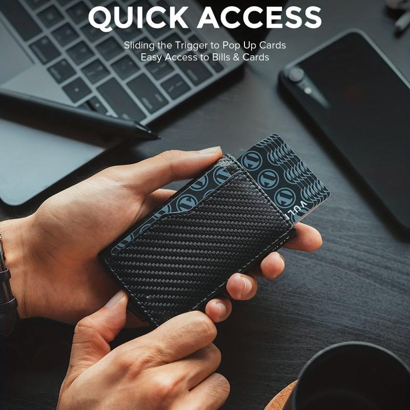 Automatic Pop Up Men Metal Slim Wallet Aluminum Alloy Card Case