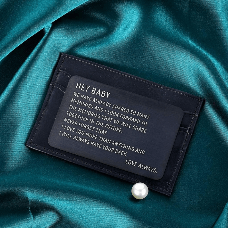 Engraved Metal Wallet Insert Card - Anniversary Gift For Him
