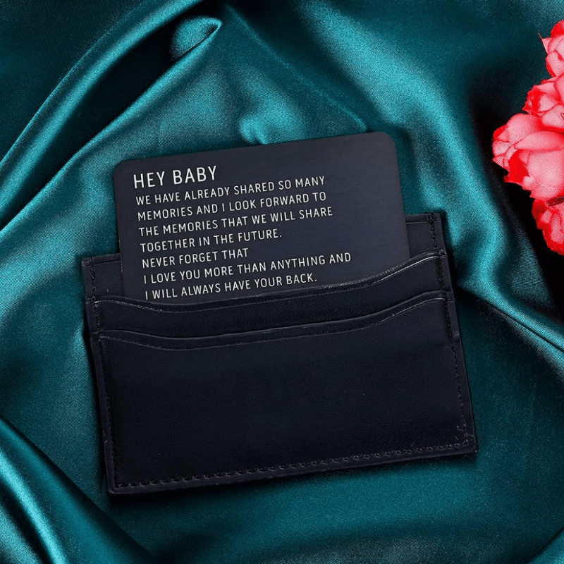 Engraved Metal Wallet Insert Card - Anniversary Gift For Him