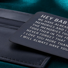 Engraved Metal Wallet Insert Card - Anniversary Gift For Him