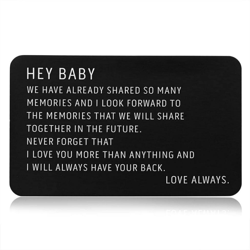 Engraved Metal Wallet Insert Card - Anniversary Gift For Him