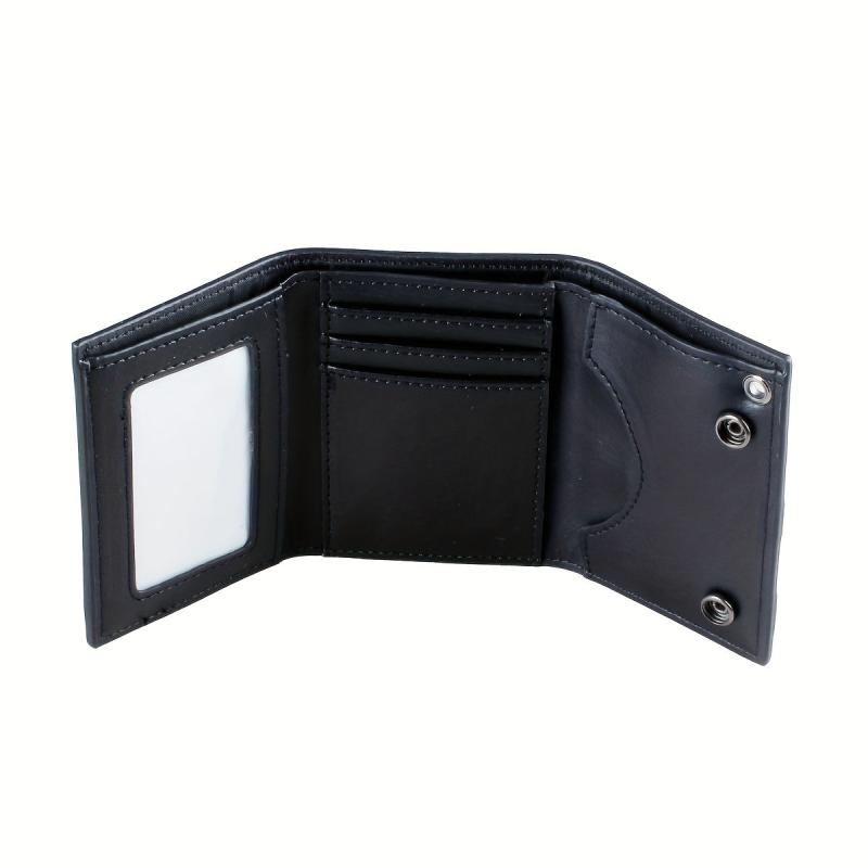 High Skull Cross Chain 3 Fold Men's Wallet