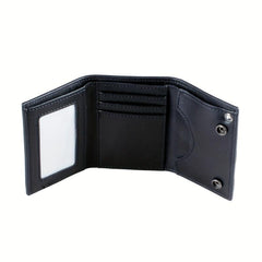 High Skull Cross Chain 3 Fold Men's Wallet
