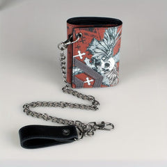 High Skull Cross Chain 3 Fold Men's Wallet