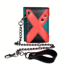 High Skull Cross Chain 3 Fold Men's Wallet