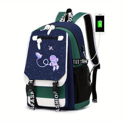 Glow In The Dark Graffiti Backpack with USB Charging Port