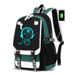 Glow In The Dark Graffiti Backpack with USB Charging Port