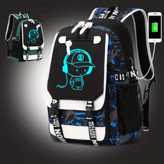 Glow In The Dark Graffiti Backpack with USB Charging Port