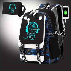 Glow In The Dark Graffiti Backpack with USB Charging Port