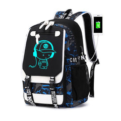 Glow In The Dark Graffiti Backpack with USB Charging Port