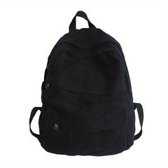 Classic Solid Canvas Backpack Casual Student Bag With Large Capacity