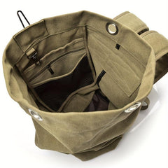 Khaki Canvas Backpack Men's Travel Mountaineering Backpack
