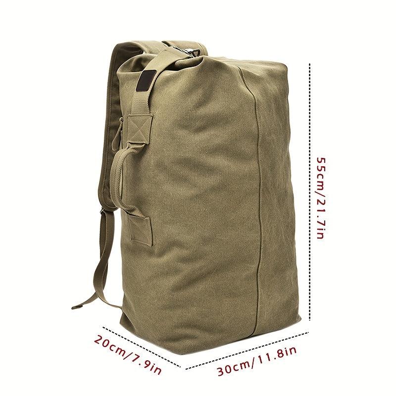 Khaki Canvas Backpack Men's Travel Mountaineering Backpack