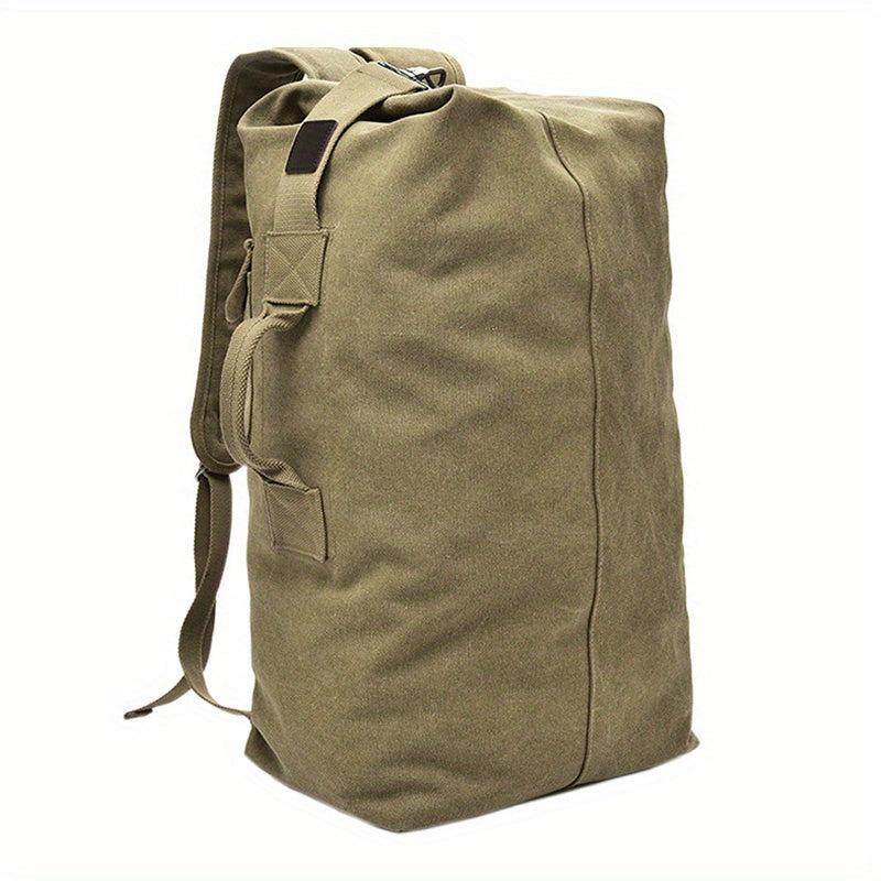 Khaki Canvas Backpack Men's Travel Mountaineering Backpack