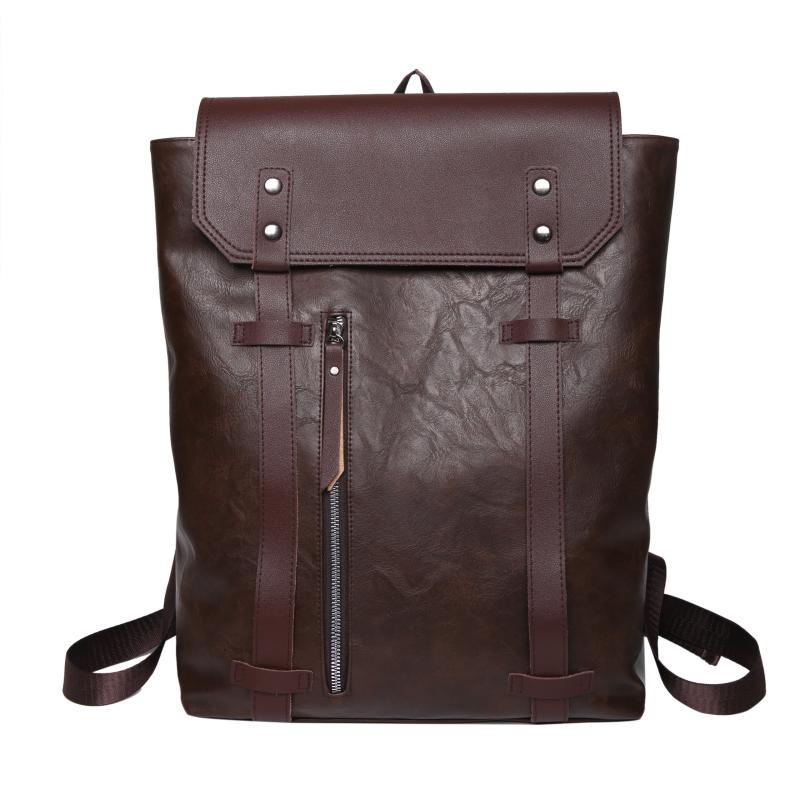 Casual Leather Backpack Large Capacity for Commuter College Retro Style