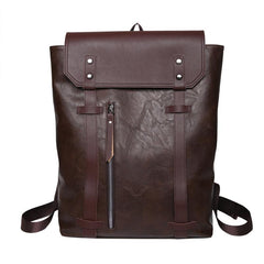 Casual Leather Backpack Large Capacity for Commuter College Retro Style