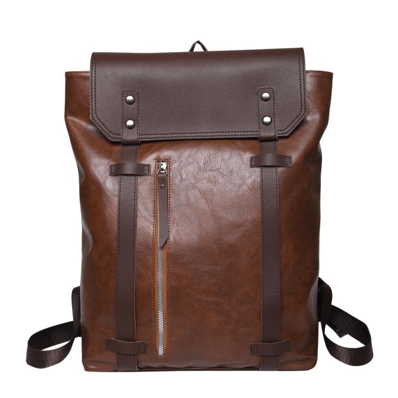 Casual Leather Backpack Large Capacity for Commuter College Retro Style