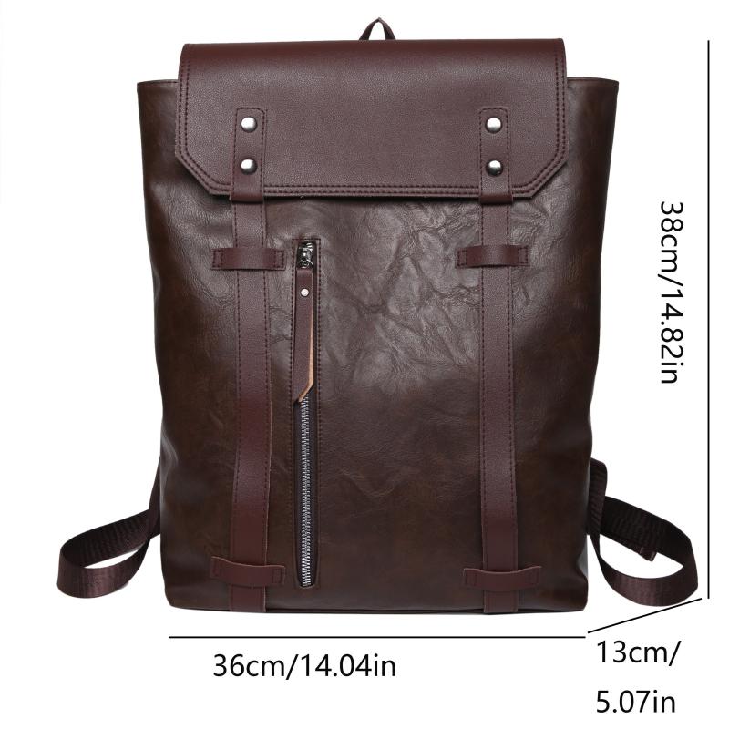 Casual Leather Backpack Large Capacity for Commuter College Retro Style