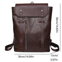 Casual Leather Backpack Large Capacity for Commuter College Retro Style