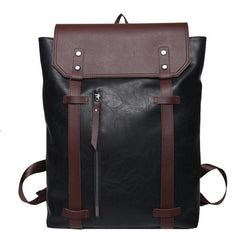 Casual Leather Backpack Large Capacity for Commuter College Retro Style