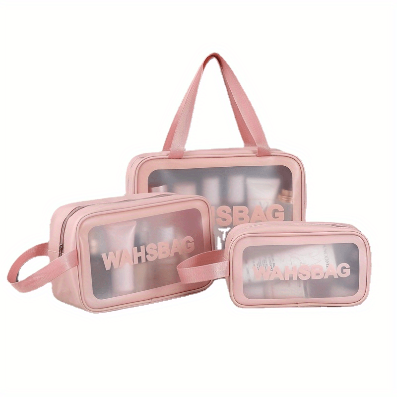 3pcs Transparent Cosmetic Toiletry Bag Set Large Capacity Travel Storage