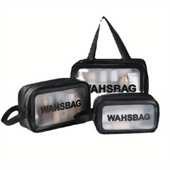 3pcs Transparent Cosmetic Toiletry Bag Set Large Capacity Travel Storage