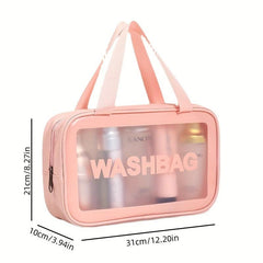 3pcs Transparent Cosmetic Toiletry Bag Set Large Capacity Travel Storage