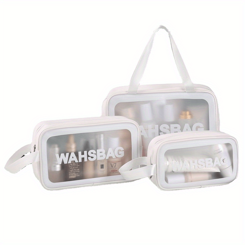3pcs Transparent Cosmetic Toiletry Bag Set Large Capacity Travel Storage