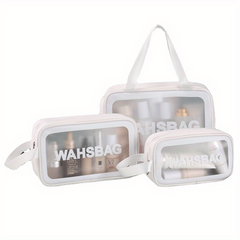 3pcs Transparent Cosmetic Toiletry Bag Set Large Capacity Travel Storage