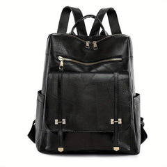 Large Capacity PU Leather Backpack Retro Functional Business Laptop Bag
