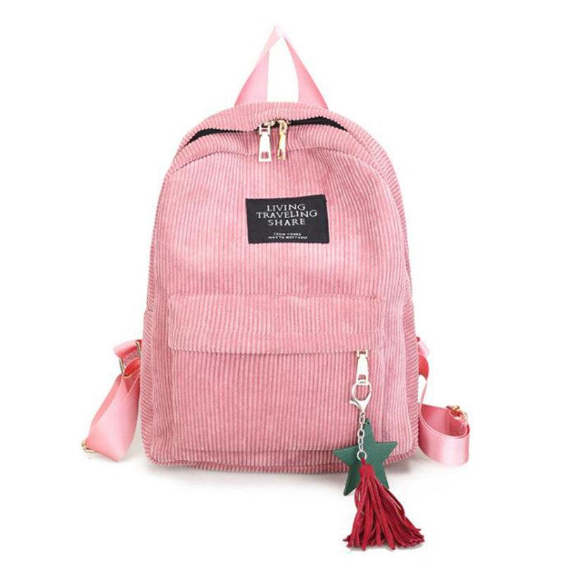 Casual Corduroy Backpack School Bag