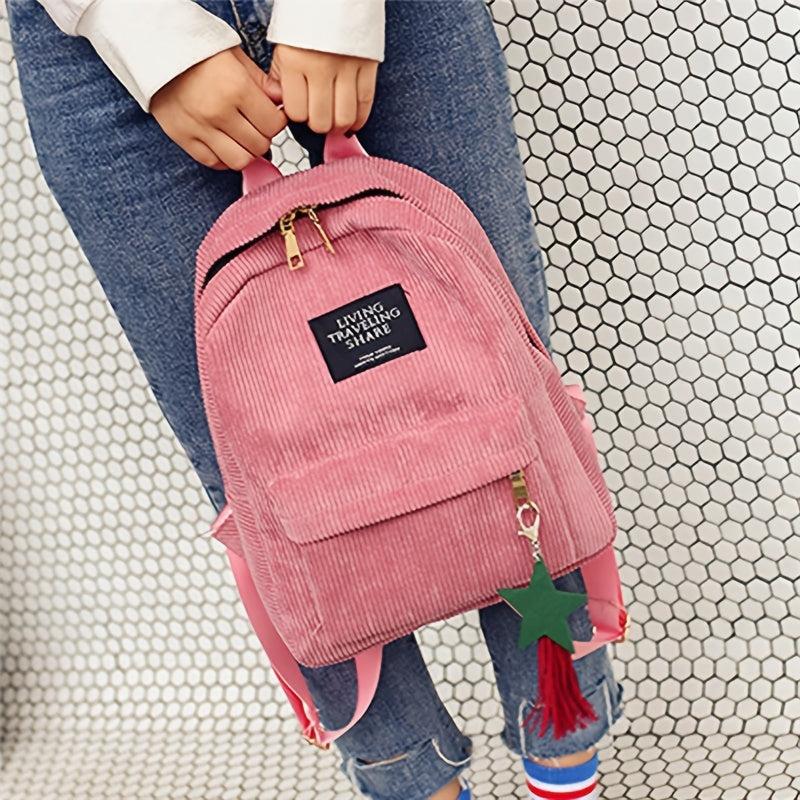 Casual Corduroy Backpack School Bag