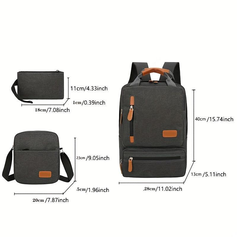 3pcs set Minimalist Casual Outdoor Backpack Travel Computer Bag