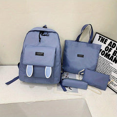 4pcs Rabbit Ears Shape Student Backpack Set