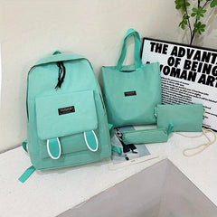 4pcs Rabbit Ears Shape Student Backpack Set