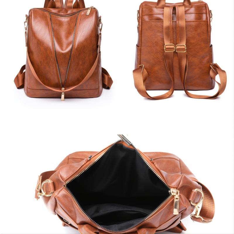 Anti-theft PU Leather Backpack Wallet Multicolor