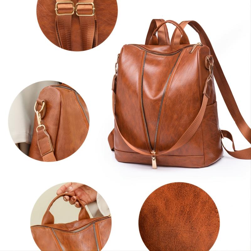 Anti-theft PU Leather Backpack Wallet Multicolor