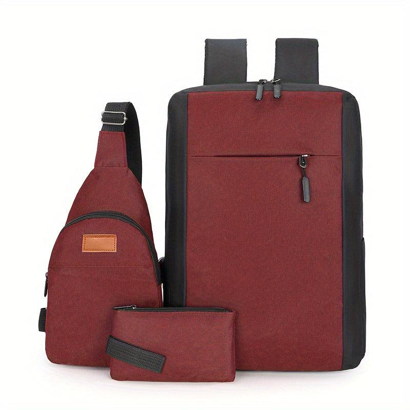 Casual Large Capacity Backpack Set for Travel and Outdoor Sports